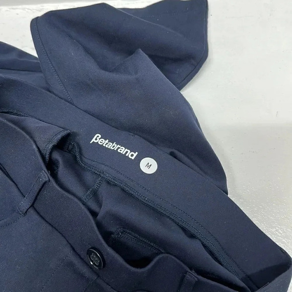 Betabrand Dress Pant Yoga Pants Straight Leg 7 Pocket Elastic Waist Navy Medium - Picture 7 of 10